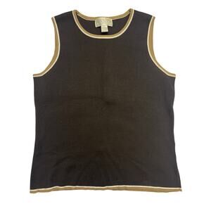 Vintage Women’s Knit Tank Top Size Small Petite Brown Old Money Classic Preppy